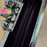 Alexander McQueen $3200 Metallic Oil Slick Leather Knuckle Ring Duster Clutch Photo 8