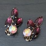 Vintage Unsigned Juliana Amethyst Purple Rhinestones Climber Clip On Earrings Photo 4