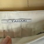 Tahari Size 10 White Straight Leg Flat Front Dress Pants Side Zip Staple Career Photo 1