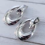 Vintage Clip On Earrings Silver Tone Large Photo 1