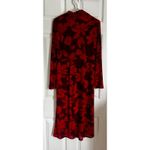 CAbi  Long Sleeve Shirt Dress Floral mesh XS 4392 button down red burgundy Photo 6