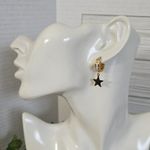 Gold Stainless Steel Huggie Hoop Earrings With Dangle Star Photo 5