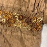J.Jill Petite Boho Fairycore Artsy Embroidered Brown Peasant Top SP Floral Tunic Photo 5
