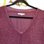 American Eagle  shirt womens Size Large Short Sleeve Burnout top burgundy v neck Photo 4