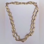 Vintage necklace Tortolani Links Brushed Gold tone long infinity Strand chain Photo 0