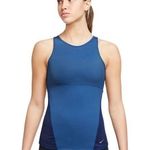 Nike Dri Fit Yoga Training Tank Sz S Cut Out Back Pilates Work Out Blue Navy Photo 0