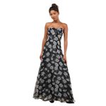 Lulus Chic Preciousness Black Floral Organza Bustier Maxi Long Dress Size Small Photo 1