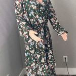 Pretty Garden Flower Floral Long Sz XL Long Sleeve Flowy Dress Boho Chic #44 Green Photo 10