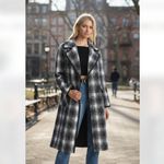 Avec Les Filles NWT Plaid Tweed Double-Breasted Coat Black Multi WOOL Photo 1