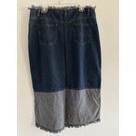 Magic Vintage Two Tone Denim Maxi Skirt Womens XL Frayed Retro 90's Western Festival Photo 1