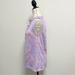 La Mer Luxe Pink White Periwinkle Coral Sleeveless V Neck Buttons Top Small Photo 2