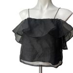 Free Press  Black Tulle Flouncy Crop Top, Sz M Photo 6