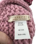 Inverni Italy Cashmere Wool Beanie Pink and Maroon Rosette Rose Crochet Knit Hat Photo 1
