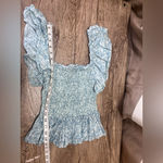Anthropologie  Love the Label smocked ruffle square‎ neck top size small Photo 5