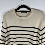 Brandy Melville ‎ Oversized Sweater One Size Cream Cotton Navy Stripe Nautical Photo 1