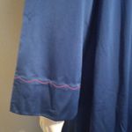 Vintage Shadowline Satin Long Sleeve Robe-Large-Embroidered Rose Yoke-Pockets- Photo 8