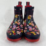 Joules Wellibob Women's Floral Print Navy Red Ankle Rain Boots Size US 7 Blue Photo 1