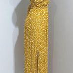 Forever 21 Women's Mustard Yellow Spotted Print Slit Maxi Dress Size S Photo 8