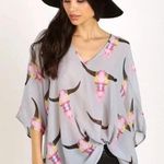 Show Me Your Mumu Lizzie Top Longhorn Bull Skull Print Size XS Southwestern Photo 0