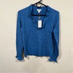 Sundance NWT  Sweater Women Blue Knit Pullover VNeck LongSleeve Flutter Preppy XS Photo 2
