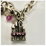 Princess Charm Bracelet Silver Pink Crystal castle Chair heart princess Photo 3