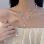 Love Pendant Double Collar Chain Necklace Photo 0