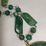 Nephrite Jade Green Beaded Chain Carved Sun God Pendent Vintage Necklace Photo 5