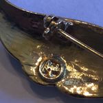 Angel Brand Elegant Black Enamel and Gold Tone Rhinestone Brooch Photo 5