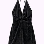 ZARA  Velvet Mini V-Neck Dress Spaghetti Straps Front Knot Style Black XS NEW Photo 2