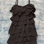 BCBGMAXAZRIA Black Tiered Ruffle Convertible Ginger Mini Dress Size 8 Photo 2