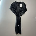 Theory NWT Black Paper Faux Leather Triangle Shirt Dress Size XL Photo 2