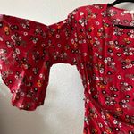 Maje  Rahimi Floral Short Sleeve Ruffle Wrap Mini Dress Red Size 1 Photo 7