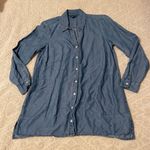 J.Jill  Denim 100% long sleeve button down tunic top with pockets Sz S Petite.  Photo 0