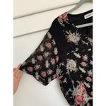 Amanda Smith ‎ Size Small Black Floral Vintage Short Sleeve Women's Tops Photo 2