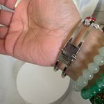 Vintage Clamper Hinge Bracelet Floral Ladybug Bee and Flower Silver Photo 8