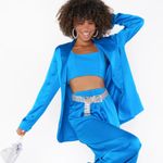 Show Me Your Mumu Felix Blazer in Blue Lux Satin Size Small NWT Photo 0