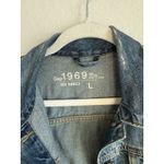 Gap  1969 Denim Trucker Jean Jacket Distressed Fade Wash Women's Size Large Photo 3