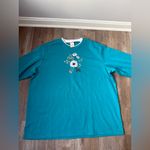 Blair VTG  Floral Embroidered Sweatshirt Hippie Boho Teal Blue White Size 2XL Photo 1