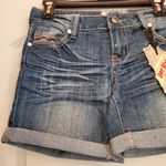 Hot Kiss  Denim Blue Bermuda Cuffed Shorts Stones Photo 2