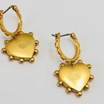 Tory Burch NEW AUTH New  Gold Heart Black Stone Drop Earrings w/Dustbag Photo 6