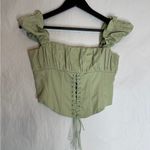 Princess Polly Harry Corset Off Shoulder Lace Up Top Green “Light Sage” US 4 Photo 9
