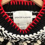 Spencer Vladimir Women's Mixed-Stitch Crop Sweater in Black, White, & Red Small Photo 3