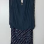 J Kara Gray Blue Grey Chiffon Beaded Blouson Mini Cocktail Wedding Guest Dress 6 Photo 5