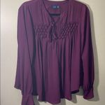 Kaari Blue  large pleat tuck smock Deep purple wine Blouse Photo 0