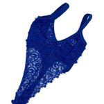 Vintage Lace Lacey Royal Blue French Cut Thong Lingerie Teddy One Piece … Size L Photo 1