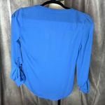 Candie's  Solid Royal Blue Long Sleeve Blouse V Neck 3/4 Sleeve Top Photo 2