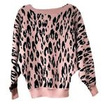 GABERLY Pink Leopard Boat Neck Batwing Sleeves Dolman Knitted Sweaters Photo 0