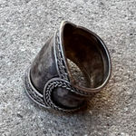 Vintage Native American 925 Sterling Silver Engraved Women’s Size 7.5” Blue Photo 0