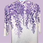 Cute white 3/4 sleeve top with purple and lavender leaf design! Size XL Photo 5