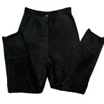 Paris New York Womens 100% Suede Leather Straight Leg Pants Size 6 Black Photo 1